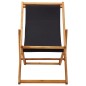 vidaXL Silla de playa plegable madera de eucalipto y tela negra vidaXL Silla de playa plegable madera de eucalipto y tela negra