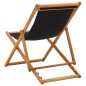 vidaXL Silla de playa plegable madera de eucalipto y tela negra vidaXL Silla de playa plegable madera de eucalipto y tela negra