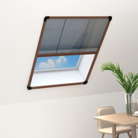 vidaXL Mosquitera plisada para ventanas aluminio marrón 60x80cm