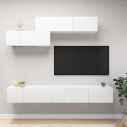 vidaXL Set de muebles de salón TV 6 piezas madera de ingeniería blanco
