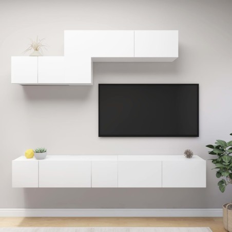 vidaXL Set de muebles de salón TV 6 piezas madera de ingeniería blanco