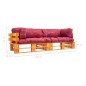 vidaXL Sofás de jardín de palets 2 uds con cojines rojos madera pino vidaXL Sofás de jardín de palets 2 uds con cojines rojos madera pino