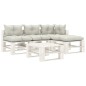 vidaXL Set muebles de jardín de palets 5 pzas madera con cojines beige vidaXL Set muebles de jardín de palets 5 pzas madera con cojines beige