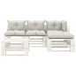 vidaXL Set muebles de jardín de palets 5 pzas madera con cojines beige vidaXL Set muebles de jardín de palets 5 pzas madera con cojines beige