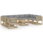 vidaXL Set de muebles de jardín 10 pzas con cojines madera impregnada vidaXL Set de muebles de jardín 10 pzas con cojines madera impregnada