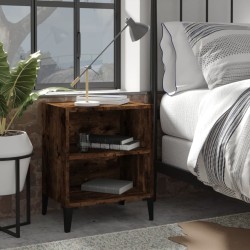 vidaXL Mesitas de noche 2 uds patas de metal roble ahumado 40x30x50 cm