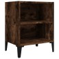 vidaXL Mesitas de noche 2 uds patas de metal roble ahumado 40x30x50 cm vidaXL Mesitas de noche 2 uds patas de metal roble ahumado 40x30x50 cm