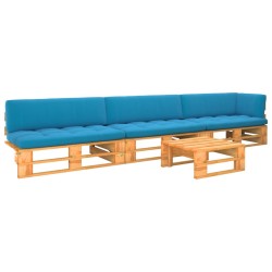 vidaXL Muebles de palets 4 pzas y cojines madera pino impregnada miel