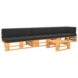 vidaXL Muebles de palets 4 pzas y cojines madera pino impregnada miel