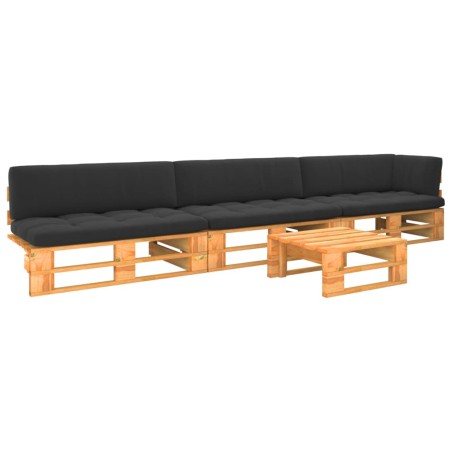 vidaXL Muebles de palets 4 pzas y cojines madera pino impregnada miel