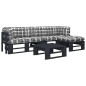 vidaXL Muebles de palets 4 pzas y cojines madera pino impregnada negro vidaXL Muebles de palets 4 pzas y cojines madera pino impregnada negro