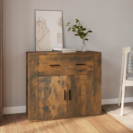 vidaXL Aparador madera contrachapada color roble ahumado 80x33x70 cm