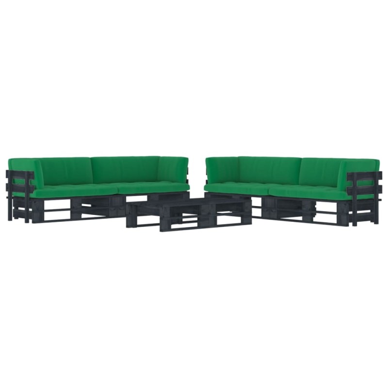 vidaXL Muebles de palés 6 pzas y cojines madera pino impregnada negro vidaXL Muebles de palés 6 pzas y cojines madera pino impregnada negro