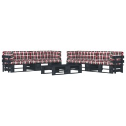 vidaXL Muebles de palés 6 pzas y cojines madera pino impregnada negro