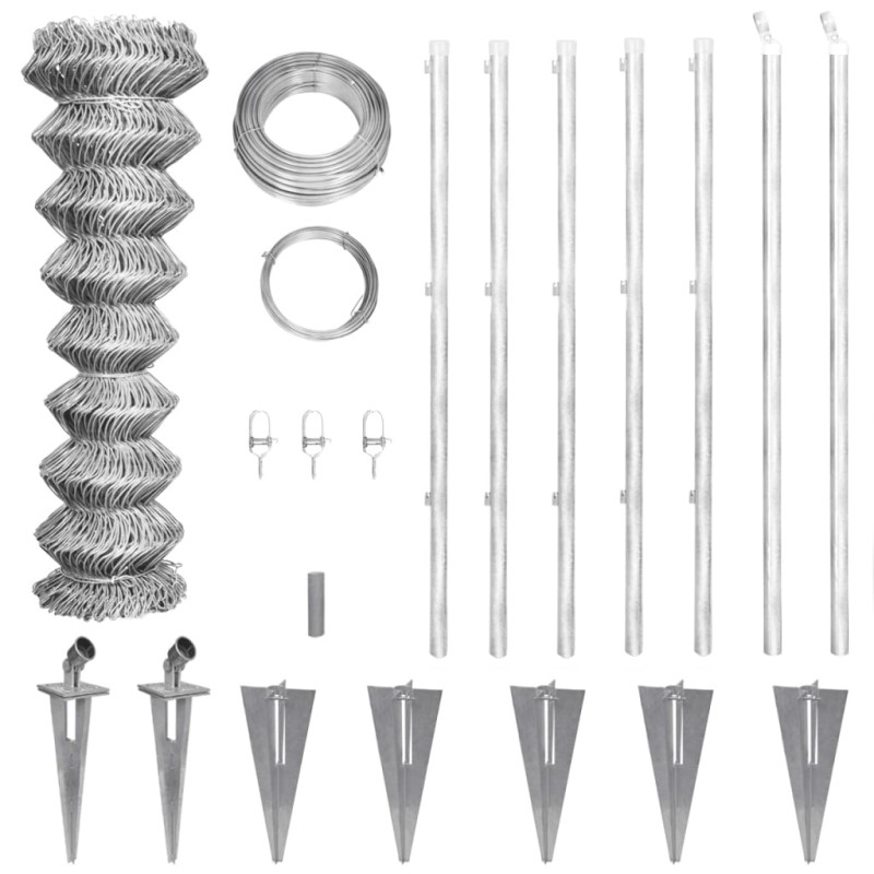 vidaXL Valla metálica con estacas postes acero galvanizado 15x0,8 m vidaXL Valla metálica con estacas postes acero galvanizado 15x0,8 m