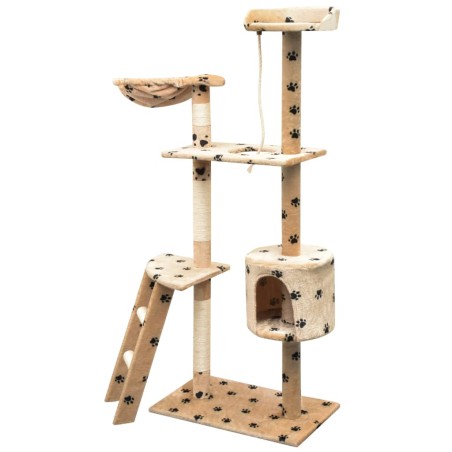 vidaXL Rascador para gatos poste rascador de sisal 150cm huellas beige