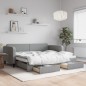 vidaXL Sofá cama nido con cajones tela gris claro 90x200 cm vidaXL Sofá cama nido con cajones tela gris claro 90x200 cm