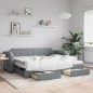 vidaXL Sofá cama nido con cajones tela gris claro 90x200 cm vidaXL Sofá cama nido con cajones tela gris claro 90x200 cm