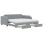 vidaXL Sofá cama nido con cajones tela gris claro 90x200 cm vidaXL Sofá cama nido con cajones tela gris claro 90x200 cm