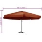 vidaXL Sombrilla de jardín con palo de aluminio terracota 600 cm 
