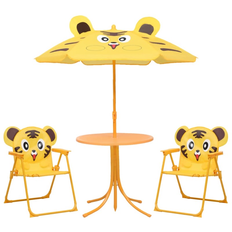 vidaXL Mesa y sillas de jardín infantil 3 pzas con sombrilla amarillo vidaXL Mesa y sillas de jardín infantil 3 pzas con sombrilla amarillo
