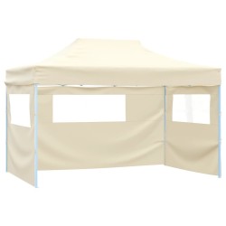 vidaXL Carpa plegable profesional con 3 paredes acero color crema 3x4m