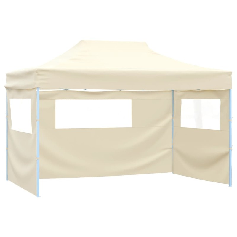 vidaXL Carpa plegable profesional con 3 paredes acero color crema 3x4m vidaXL Carpa plegable profesional con 3 paredes acero color crema 3x4m