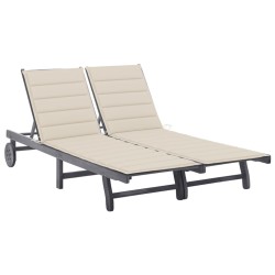vidaXL Tumbona de jardín 2 personas y cojines madera maciza de acacia 