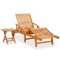 vidaXL Tumbona de jardín con mesa y cojín madera maciza de acacia vidaXL Tumbona de jardín con mesa y cojín madera maciza de acacia