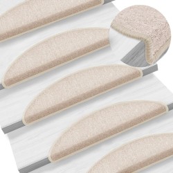 vidaXL Alfombrillas de escalera 15 unidades gris topo 56x17x3 cm