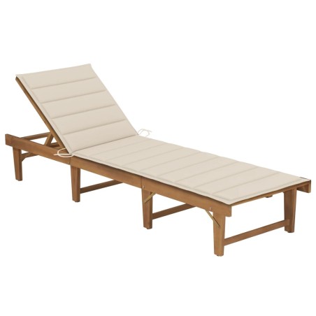 vidaXL Tumbona plegable con cojín madera maciza de acacia 