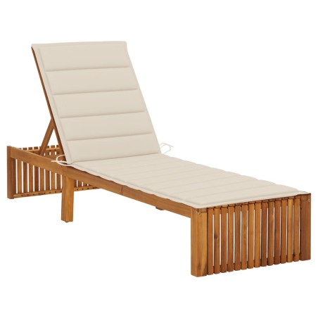 vidaXL Tumbona con cojín madera maciza de acacia 