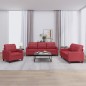 vidaXL Juego de sofás con cojines 3 piezas cuero sintético rojo tinto vidaXL Juego de sofás con cojines 3 piezas cuero sintético rojo tinto