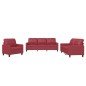 vidaXL Juego de sofás con cojines 3 piezas cuero sintético rojo tinto vidaXL Juego de sofás con cojines 3 piezas cuero sintético rojo tinto