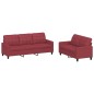 vidaXL Juego de sofás con cojines 2 piezas cuero sintético rojo tinto vidaXL Juego de sofás con cojines 2 piezas cuero sintético rojo tinto