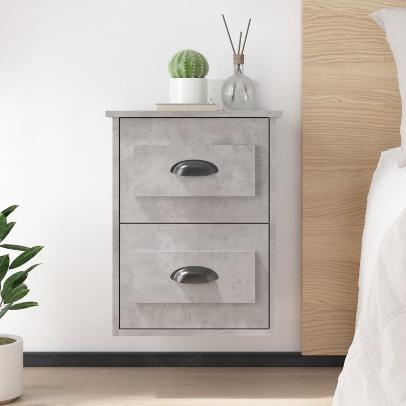 vidaXL Mesita de noche de pared 2 uds gris hormigón 41,5x36x53 cm vidaXL Mesita de noche de pared 2 uds gris hormigón 41,5x36x53 cm