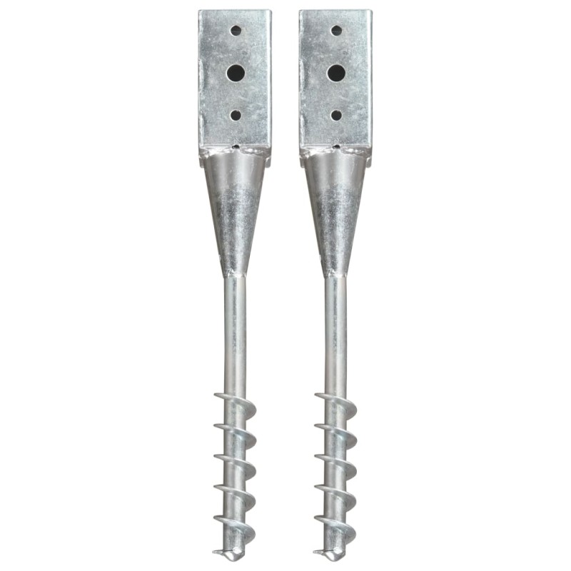 vidaXL Picas de tierra 2 unidades acero galvanizado plateado 7x7x56 cm vidaXL Picas de tierra 2 unidades acero galvanizado plateado 7x7x56 cm