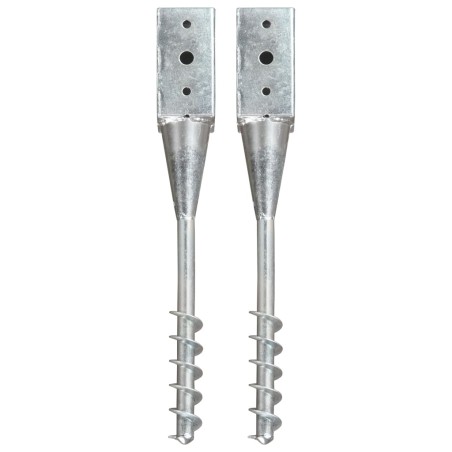 vidaXL Picas de tierra 2 unidades acero galvanizado plateado 7x7x56 cm