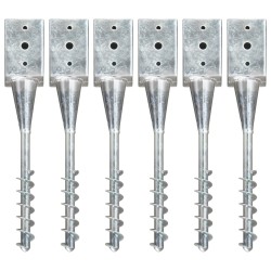 vidaXL Picas de tierra 6 unidades acero galvanizado plateado 9x9x56 cm
