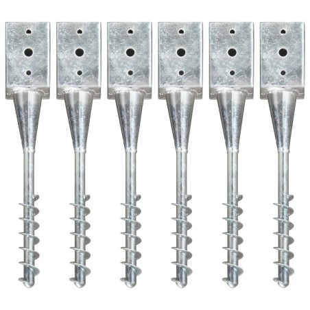vidaXL Picas de tierra 6 unidades acero galvanizado plateado 9x9x56 cm
