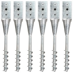 vidaXL Picas de tierra 6 uds acero galvanizado plateado 10x10x57 cm