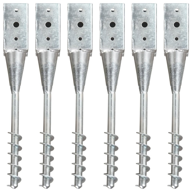 vidaXL Picas de tierra 6 uds acero galvanizado plateado 10x10x57 cm vidaXL Picas de tierra 6 uds acero galvanizado plateado 10x10x57 cm