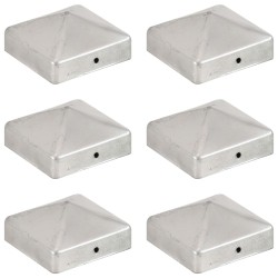 vidaXL Tapas para postes de valla 6 uds metal galvanizado 71x71mm