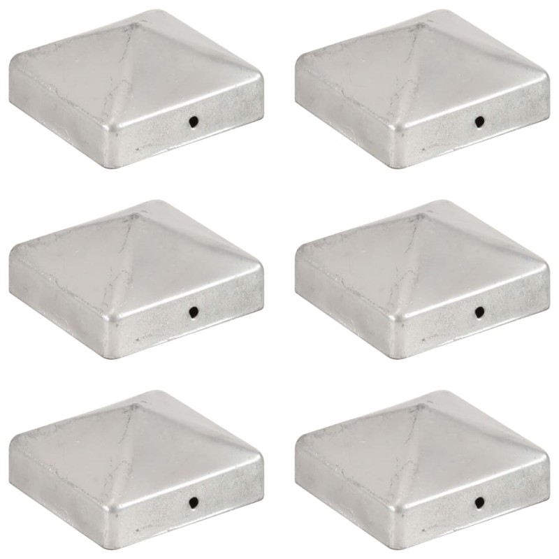 vidaXL Tapas para postes de valla 6 uds metal galvanizado 71x71mm vidaXL Tapas para postes de valla 6 uds metal galvanizado 71x71mm