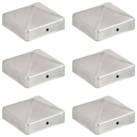 vidaXL Tapas para postes de valla 6 uds metal galvanizado 71x71mm