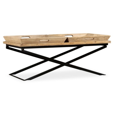vidaXL Mesa de centro de madera de mango maciza 110x55x42 cm 