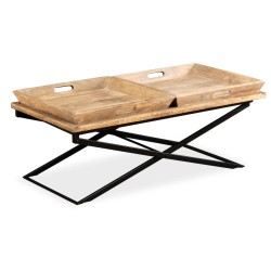vidaXL Mesa de centro de madera de mango maciza 110x55x42 cm 