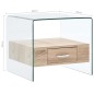 vidaXL Mesa de centro con cajón vidrio templado 50x50x45 cm