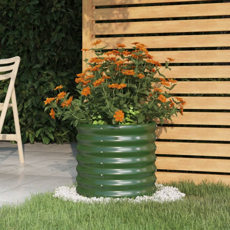 vidaXL Jardinera de acero con recubrimiento en polvo verde 40x40x36 cm vidaXL Jardinera de acero con recubrimiento en polvo verde 40x40x36 cm