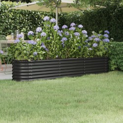 vidaXL Jardinera acero con recubrimiento polvo antracita 224x40x36 cm